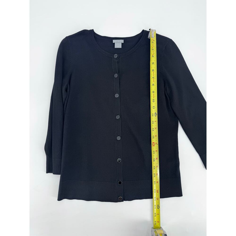 Ann Taylor Black Cardigan Button Front 3/4 Sleeve Classic Minimalist Size Small - Picture 6 of 7